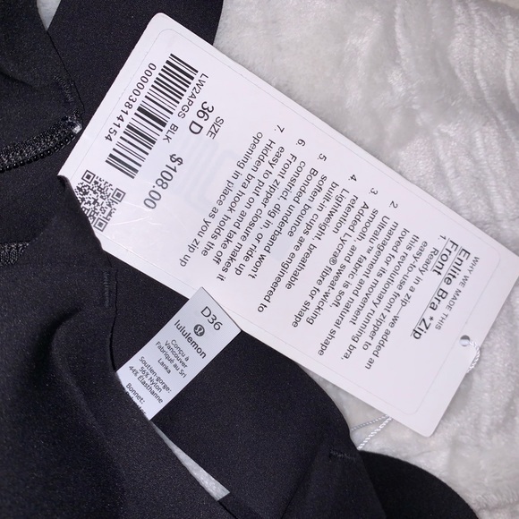 Lululemon Enlite Front Zip Bra- Solid Black NWT - Picture 5 of 6